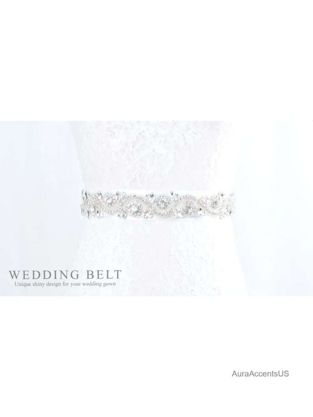 Rhinestone Wedding Sash Dress Belt Crystal Trim Bridal Belt